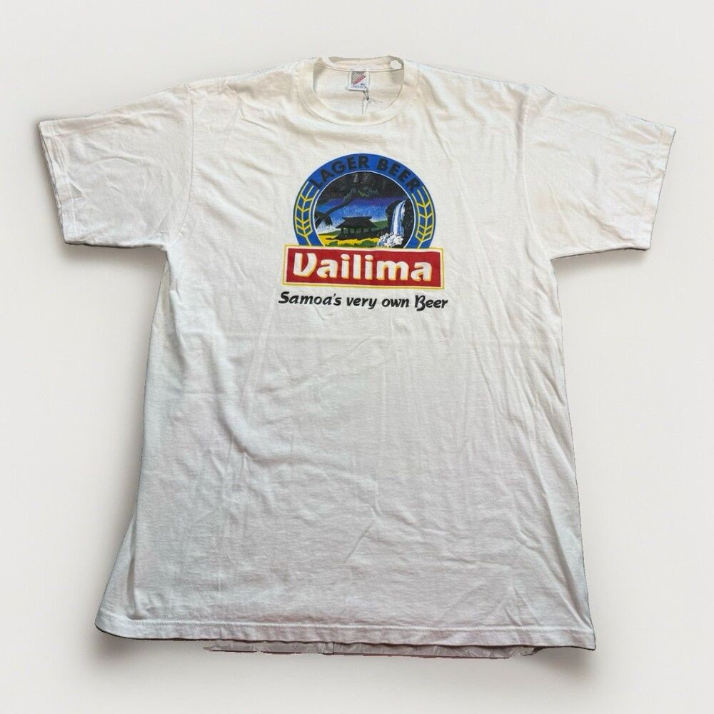 Vintage Jerzees Made in USA Vailima Lager Beer Graphic Tee Men’s XL White